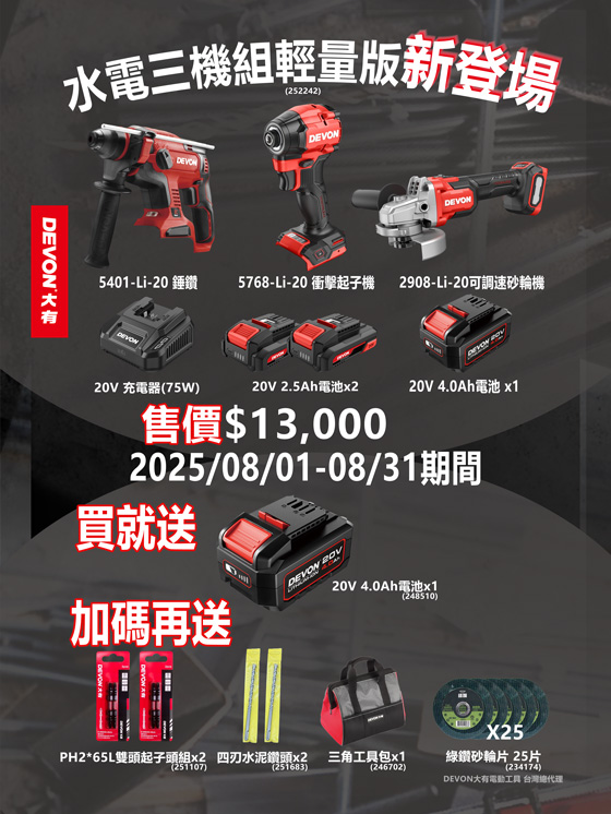 歡慶8月父親節，水電三機組輕量版新登場