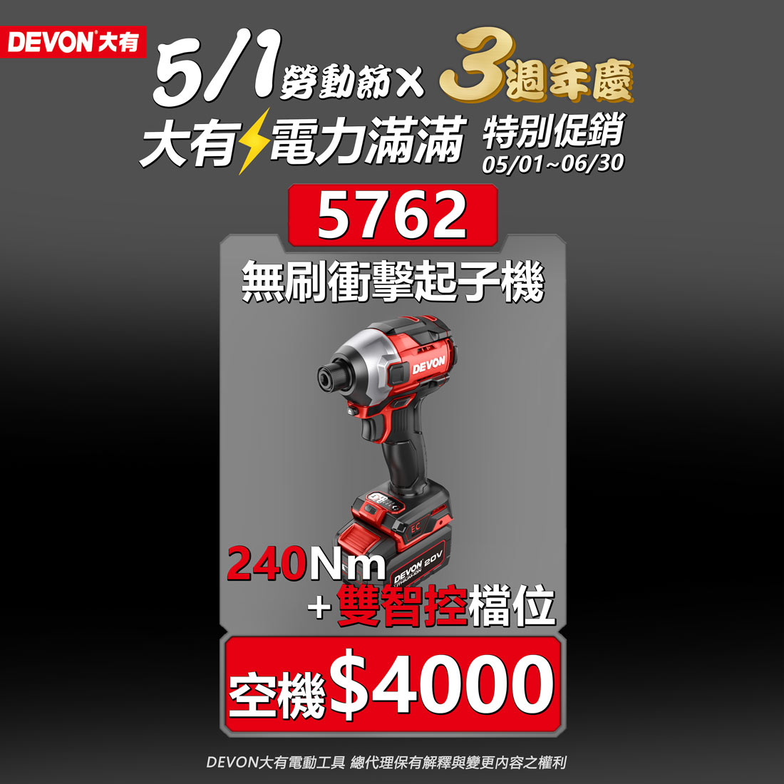 DEVON大有三週年,電力滿滿促銷活動