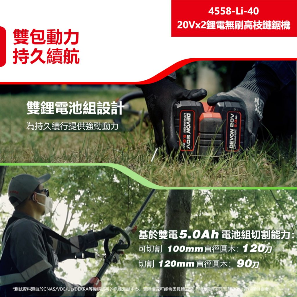 4558-Li-40 20V鋰電無刷高枝鏈鋸