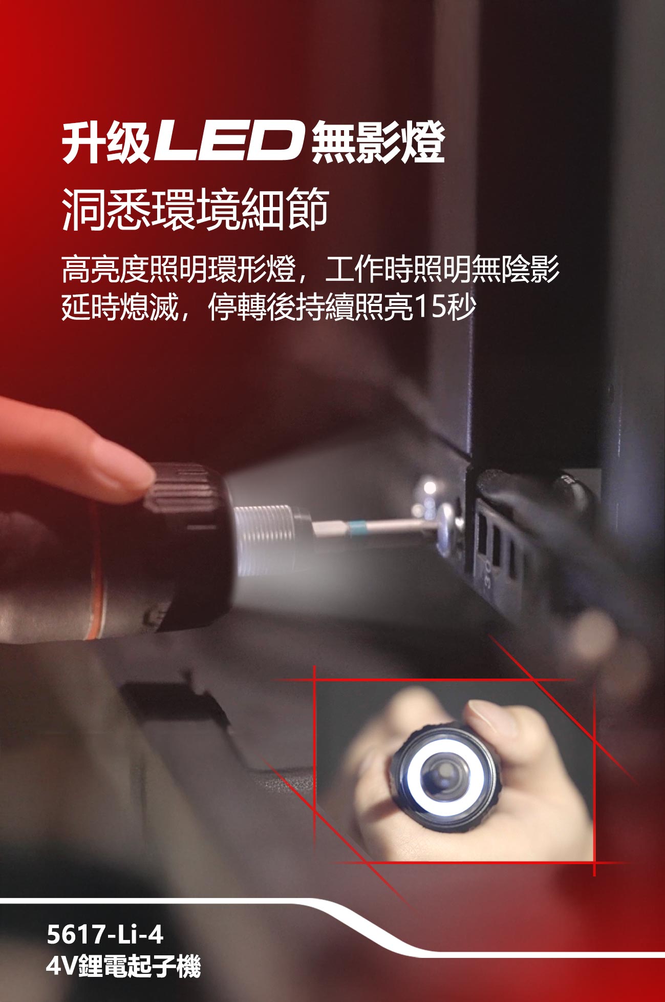 新品登場 5617-Li-4 4V充電起子機