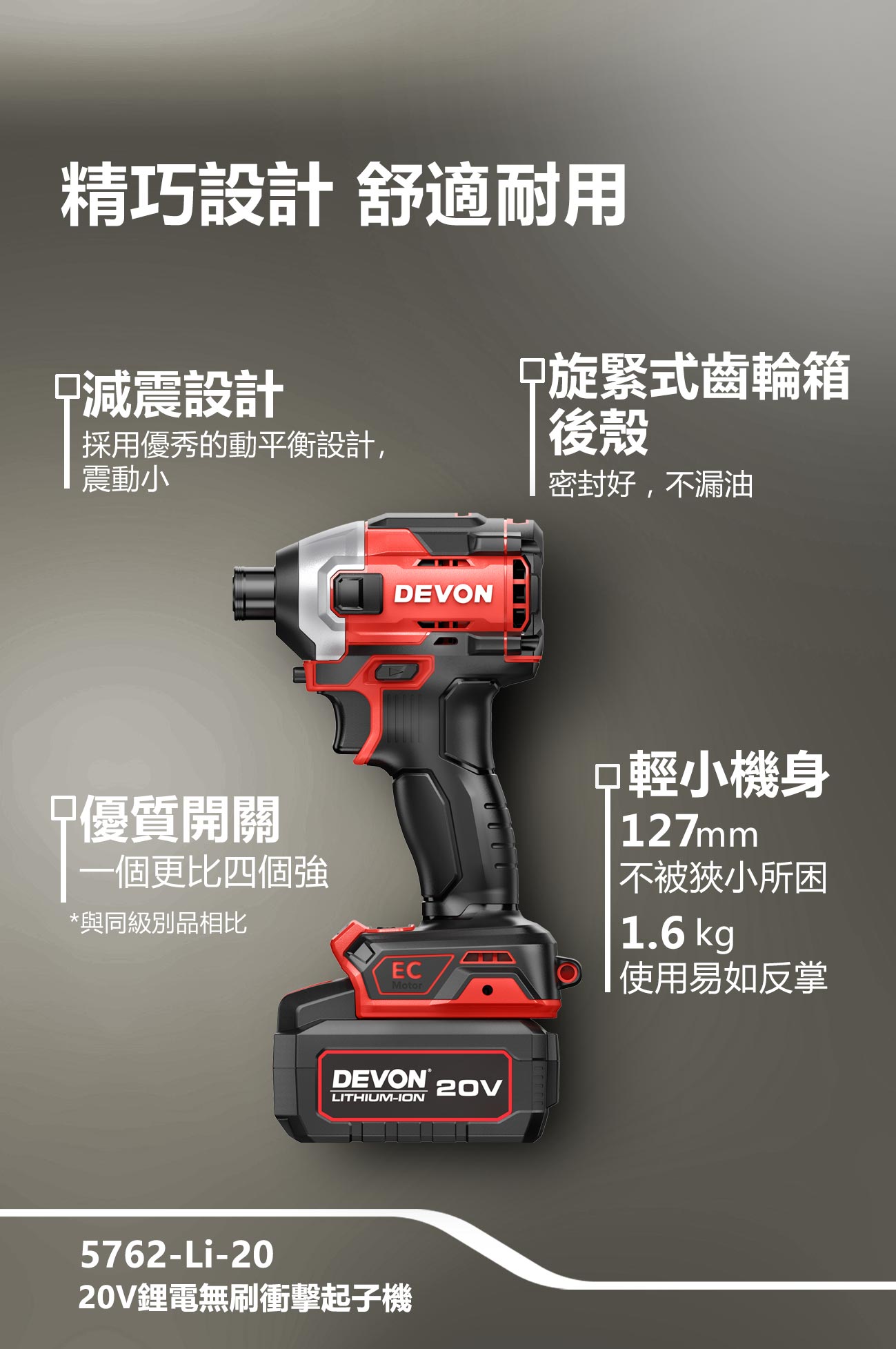 5762-Li-20 20V充電無刷衝擊起子機(240Nm)