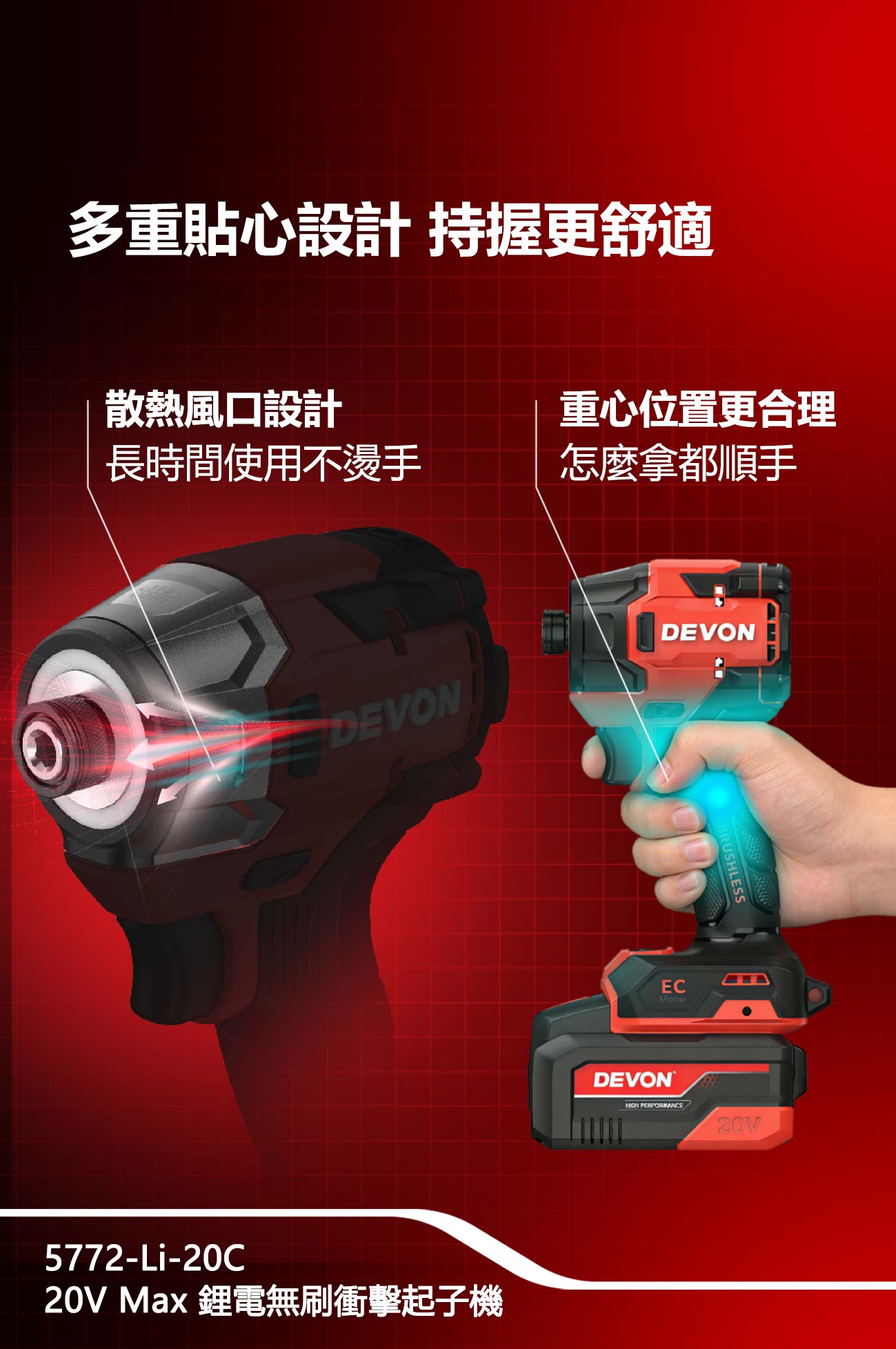 新品登場 5772-Li-20C鋰電無刷衝擊起子機