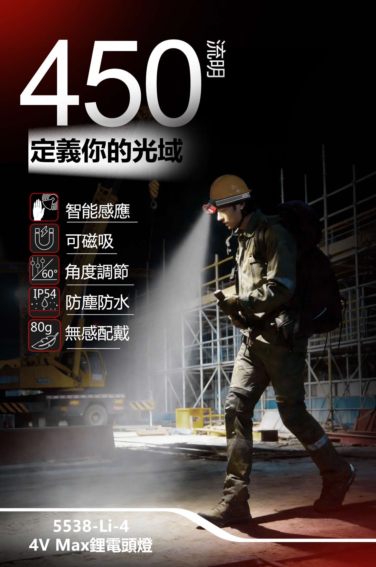 新品登場 5538-Li-4 鋰電頭燈