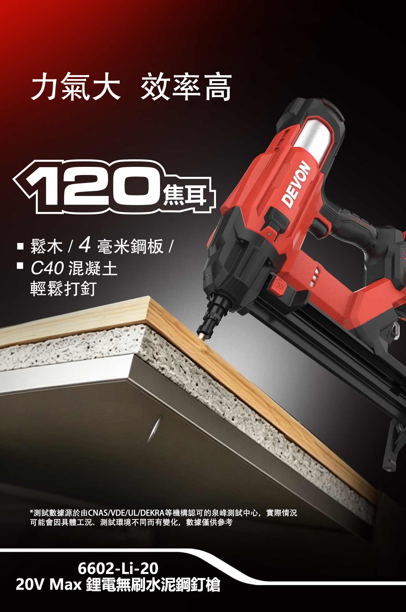 新品登場 6602-Li-20鋰電無刷水泥鋼釘槍
