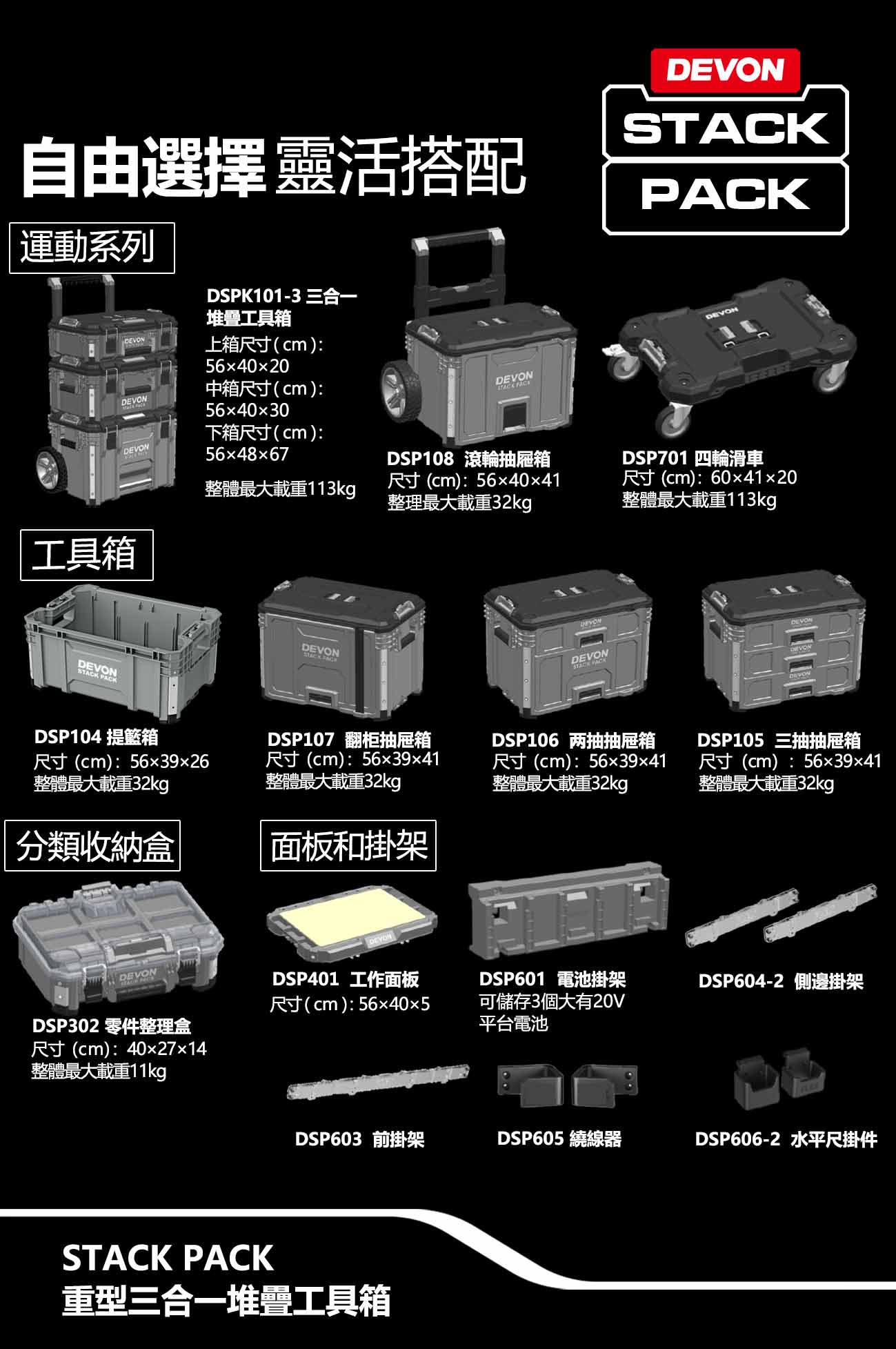 【DEVON大有】STACK PACK三合一堆疊抽屜箱(DSP108+106+105)
